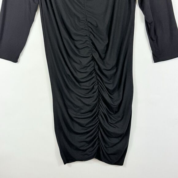 Torrid Womens 1 1X‎ Black Front Back Ruched Bodycon Jersey Knit 3/4 Sleeve Dress - Picture 3 of 7